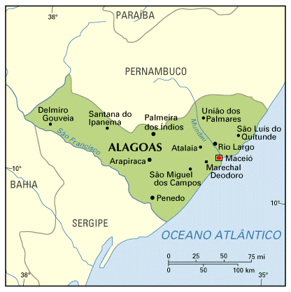 map of Alagoas, Brazil