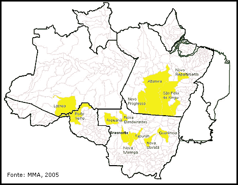 map of deforestation of Amazon